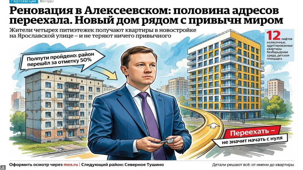 Реновация в Алексеевском: половина адресов переехала. Новый дом рядом с привычным миром